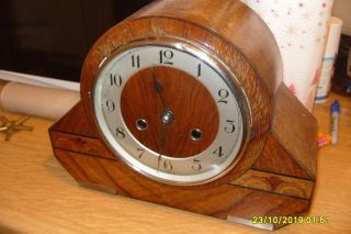 Mantel Clock Art Deco Clock Case Striking On A Coil Key & Pendulum