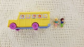 Polly Pocket 1996 Classroom On The Go School Bus Compact & 2 Dolls Vintage