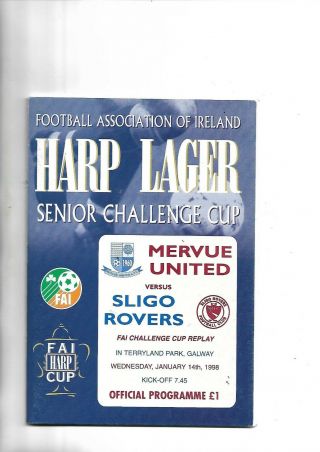 14/1/98 Very Rare Fai Cup At Galway Mervue Utd V Sligo Rovers