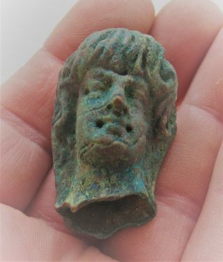 European Finds Ancient Roman Bronze Statue Fragment Head Of Male 100 - 300ad
