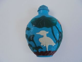Vintage Chinese Peking Glass Snuff Bottle,  Turquoise. .  Ref.  2044
