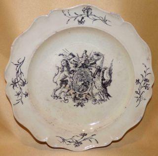 Rare English Creamware Anti Gallican Society Dinner Plate C1770 - 75