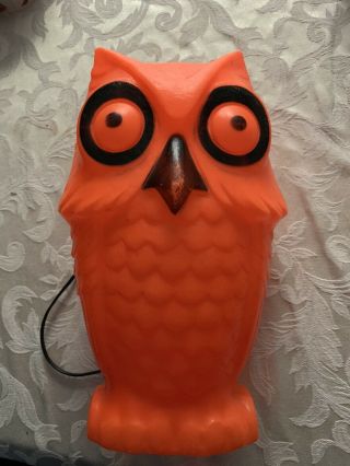 Vintage Tico Toys Blow Mold Owl Orange 14 " Halloween Light Decoration Rare