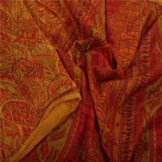Sanskriti Antique Vintage Saree 100 Pure Silk Printed Craft Fabric 5 Yard Sari