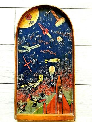 Vintage Rare Soviet Wooden Board Game Pinball " Space " 1973