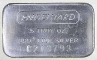 Rare Silver 5 Troy Oz.  Engelhard Bar.  999 Fine Silver 728