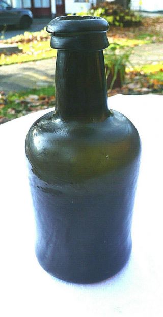 Rare 18th Century English Half Size Mallet Wine Bottle 1740 - 50,  16 Cm Approx