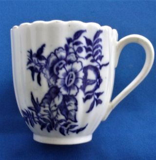 Antique English Blue & White Soft Paste Porcelain Cup - 18th.  Century.