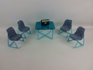Vintage Barbie Retro Blue Table And Chair Set For Dream House