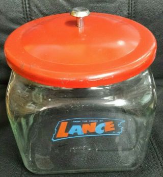 Rare Vintage Large Lance Cracker Cookie Jar Store Display With Metal Lid
