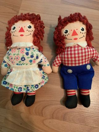 Vintage Raggedy Ann And Andy Stuffed Dolls Doll 7” Knickerbocker