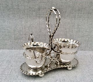Lovely Arts & Crafts Silver Plated Milk & Sugar Bowl Stand Barker Brothers C1900