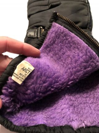 Vintage Arctic Cat Puma mittens gloves black purple fur SNOWMOBILE Men’s XLarge 3