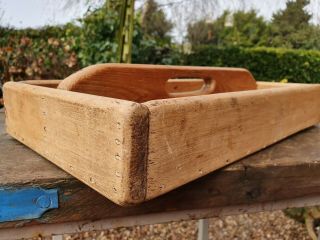 Vintage Wooden Trug Tray Tool Carrier Box With Handle 39cm X 22cm