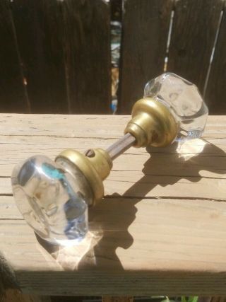 Antique Glass And Brass Door Knobs With Spindle