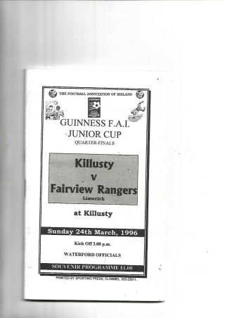 24/3/96 Rare Fai Junior Cup Killusty V Fairview Rangers
