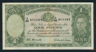 Australia: 1952 Kgvi £1 1 Pound Coombs - Wilson Rare Lucky No " 111 ".  Au Cat $650,