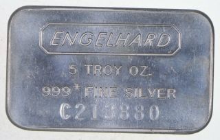 Rare Silver 5 Troy Oz.  Engelhard Bar.  999 Fine Silver 727