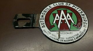 Antique Pittsburgh Auto Club Aaa License Plate Topper 1910 - 40 