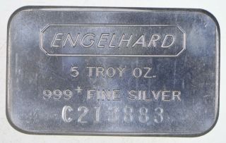 Rare Silver 5 Troy Oz.  Engelhard Bar.  999 Fine Silver 720
