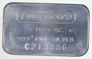 Rare Silver 5 Troy Oz.  Engelhard Bar.  999 Fine Silver 721
