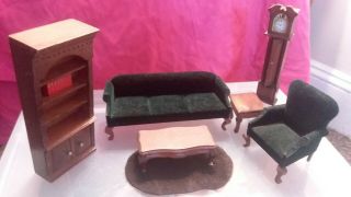 Vintage Dollhouse Concord Miniature Living Room Furniture Set Plus