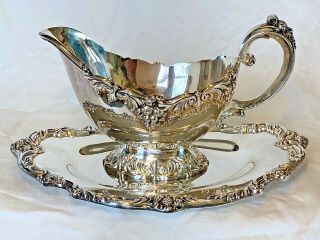 Vintage Reed & Barton " King Francis " Silver Plate Tray & Gravy Bowl