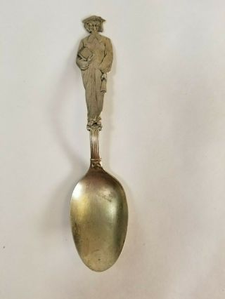 Small Sterling Silver Demitasse Spoon Robed Female Graduate Vintage