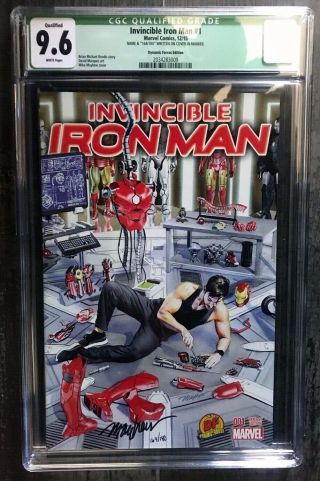 Rare Invincible Iron Man 1 Cgc 9.  6 Variant Signed By Mike Mayhew Ltd To 180