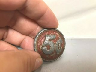 Vintage Metal Coke Coca Cola Tap Top Knob 5 Cents 5c Painted Antique