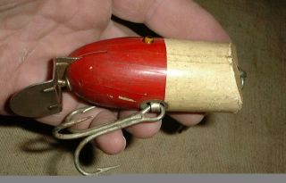 Giant Vintage Creek Chub Ccb Co.  R / W Pikie Jointed Wooden Fishing Lure Head