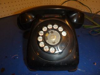 Antique Art Deco Monophone Telephone Black Bakelite Rotary Dial Phone