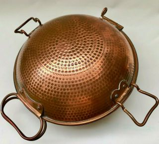 Antique French Hammered Copper Bed Warmer That Opens To Place Hot Coals Inside