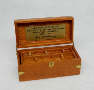 Vintage Ron Stetkewicz Wood Tackle Box - Artisan Dollhouse Miniature 1:12