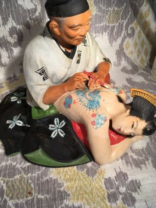 Rare Vintage Hakata Urasaki Doll - Japan - The Tattoo Artist - Dragon Tattoo