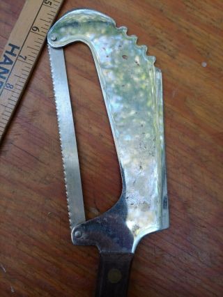 Vintage antique Butcher Knife Bone Saw & Meat Cleaver in one curved handle 2