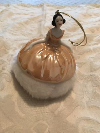 Porcelain Half Doll Powder Puff Lady Doll Size White Puff Without Tags