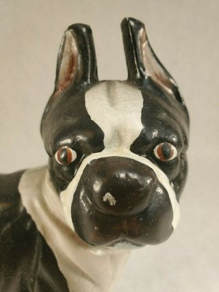Antique Vintage Large Cast Iron Bull Dog Boston Terrier Dog Door Stop 2