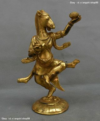 7 " Collect Rare Tibet Buddhism Bronze Gilt Horse Head Hayagriva Buddha Statue