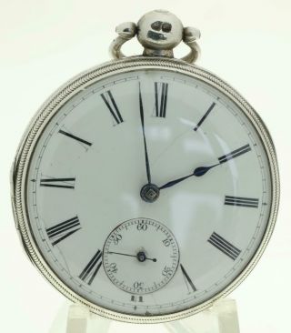 Solid Sterling Silver English Fusee Lever Pocket Watch 1851 For Repair