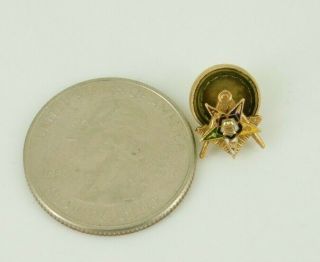 Vintage / Antique 14k Yellow Gold Masonic Enamel Tie Tack / Lapel Pin 3