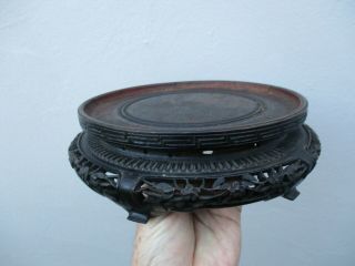 A Large Antique Chinese Carved Wooden Vase Stand 19th C