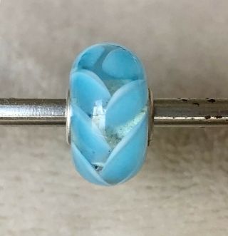 Trollbeads Rare Sky Blue Braid Unique Ooak Murano Glass Bead