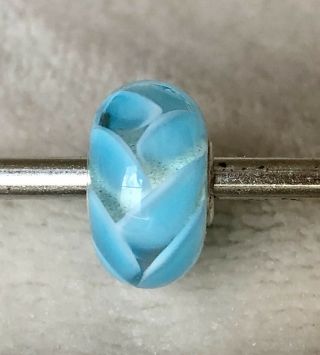 Trollbeads Rare Sky Blue Braid Unique Ooak Murano Glass Bead 2