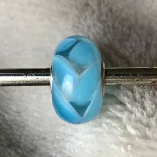 Trollbeads Rare Sky Blue Braid Unique Ooak Murano Glass Bead 3