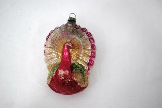 Antique Blown Glass Peacock Christmas Tree Ornament