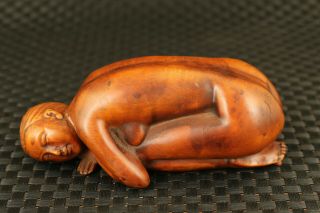 True To Life Old Boxwood Hand Carved Pray Girl Statue Home Decoration Gift