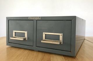 Vintage Steelmaster Filing Cabinet Library Index Card Drawers 2 Drawer Metal