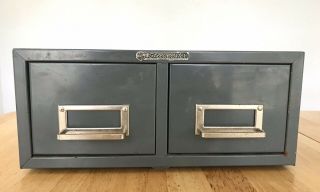Vintage Steelmaster Filing Cabinet Library Index Card Drawers 2 Drawer Metal 2