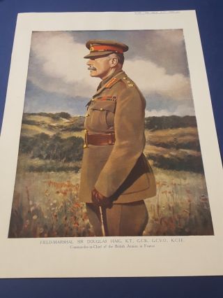 Antique Print Wwi Field - Marshal Sir Douglas Haig Commander - In - Chief Armies
